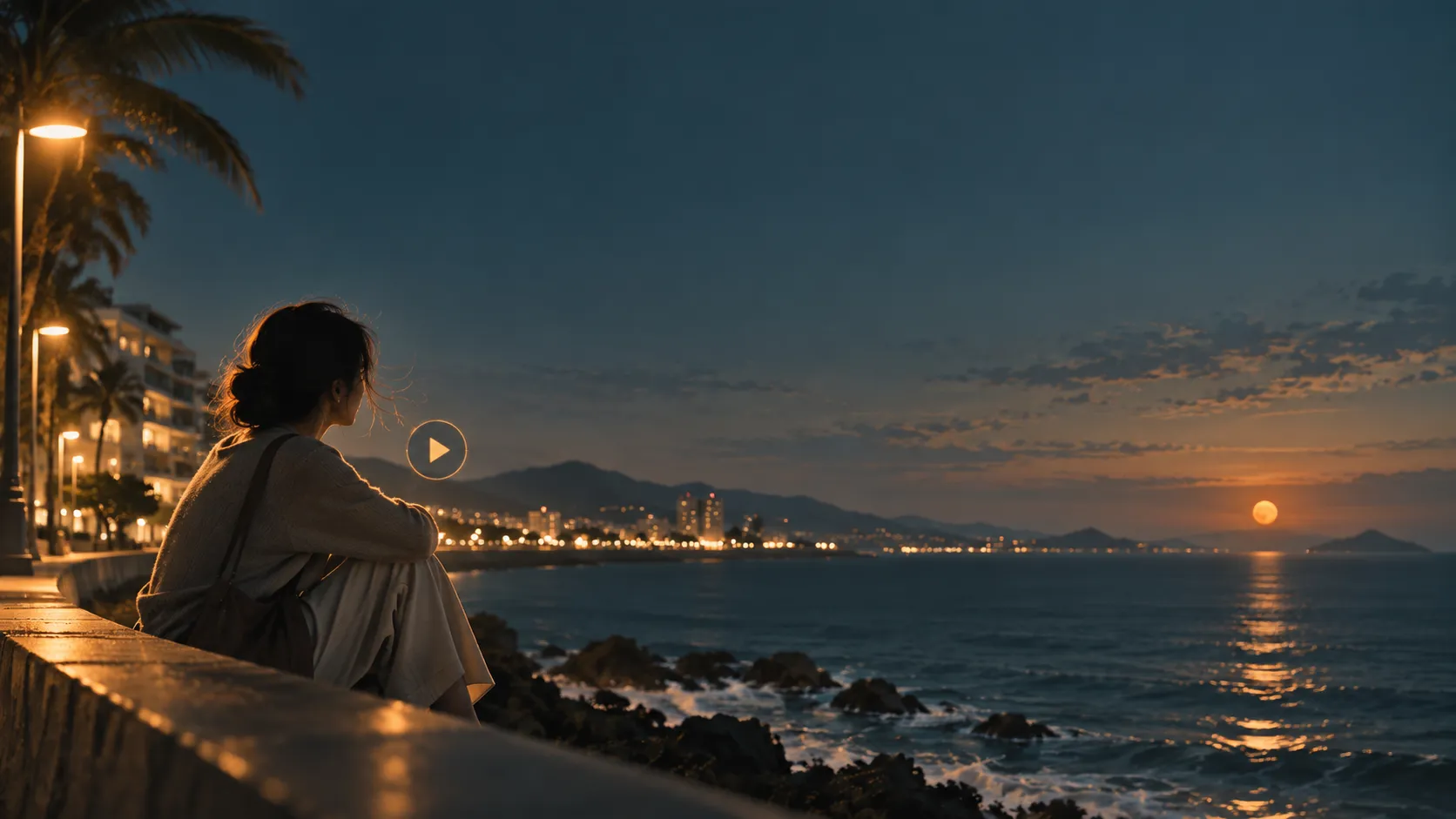 海边书店内部与窗外海景